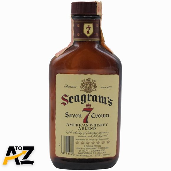 Accents Vintage Seagrams Seven 7 Crown Brown Glass Liquor Bottle